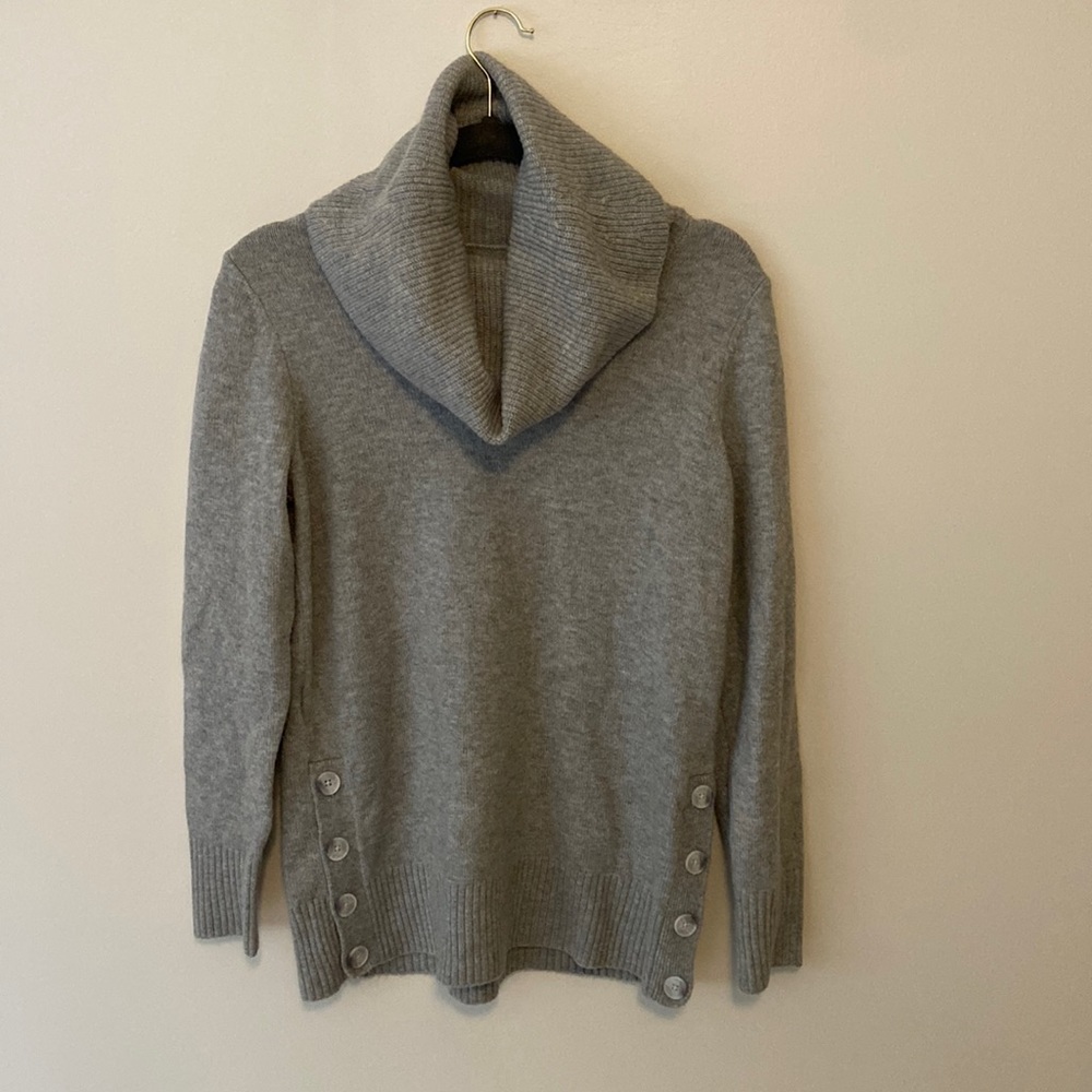 LOFT cowl-neck sweater.